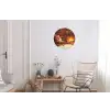 Winter - Kerst - Huis - Openhaard Wandcirkel aluminium klein -woonkamer