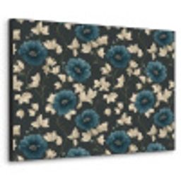 Botanisch - Bloemen - Blauw Textielframe zwart klein 947 -3d