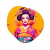 Bloemen - Vrouw - Kimono - Roze Wandcirkel Organisch Aluminium middel -3d