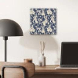 Hazen - Bladeren - Patroon - Blauw - Beige aluminium wit klein 46 -sfeer5