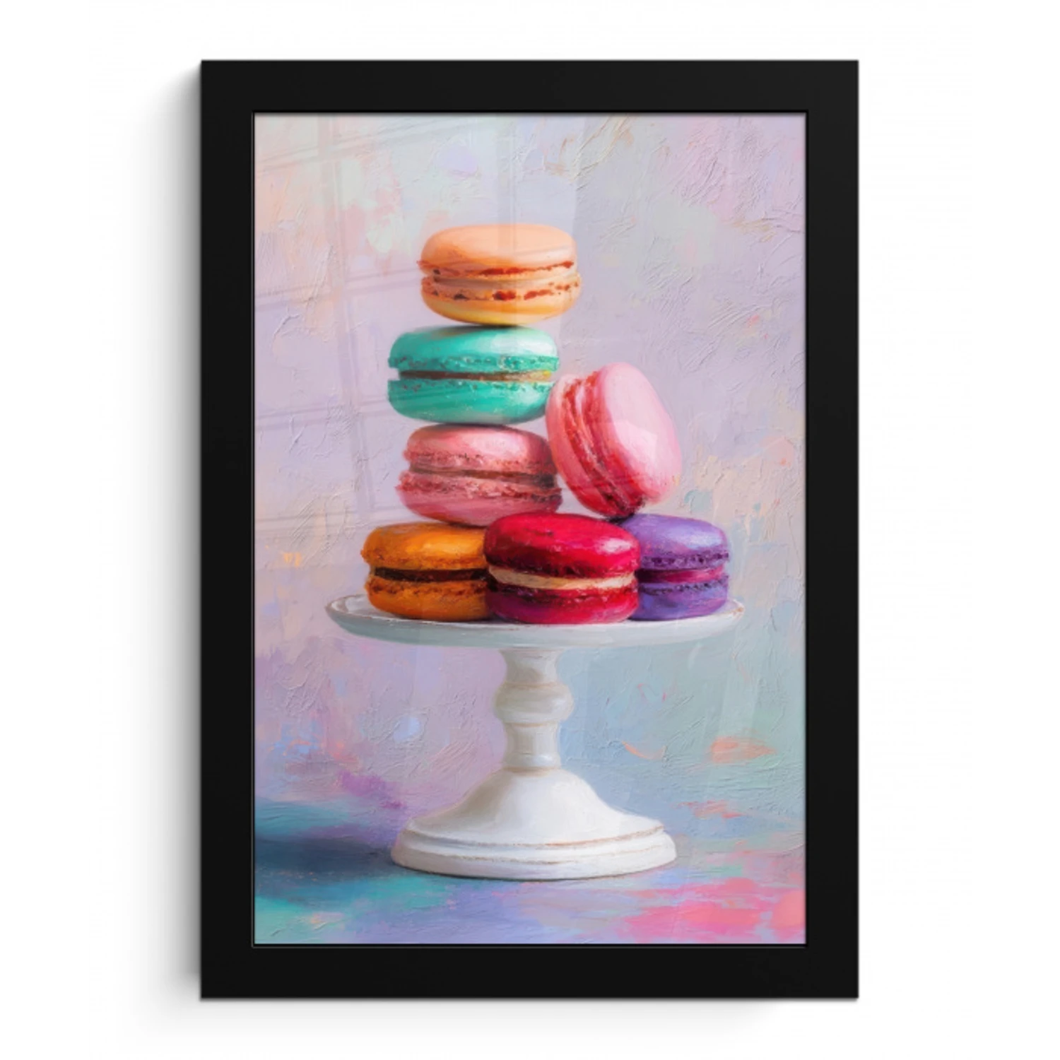 Macarons - Schaal - Pastel - Kleurrijk fotolijst zwart zonder passe partout klein -3d
