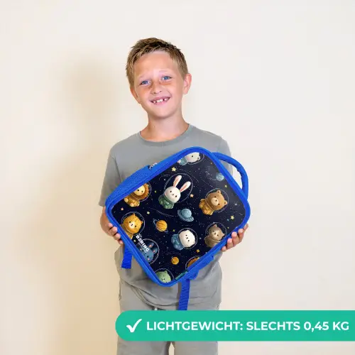 Dieren - Astronaut - Planeten - Sterren Kinderrugzak - Blauw middel -sfeer1_NL