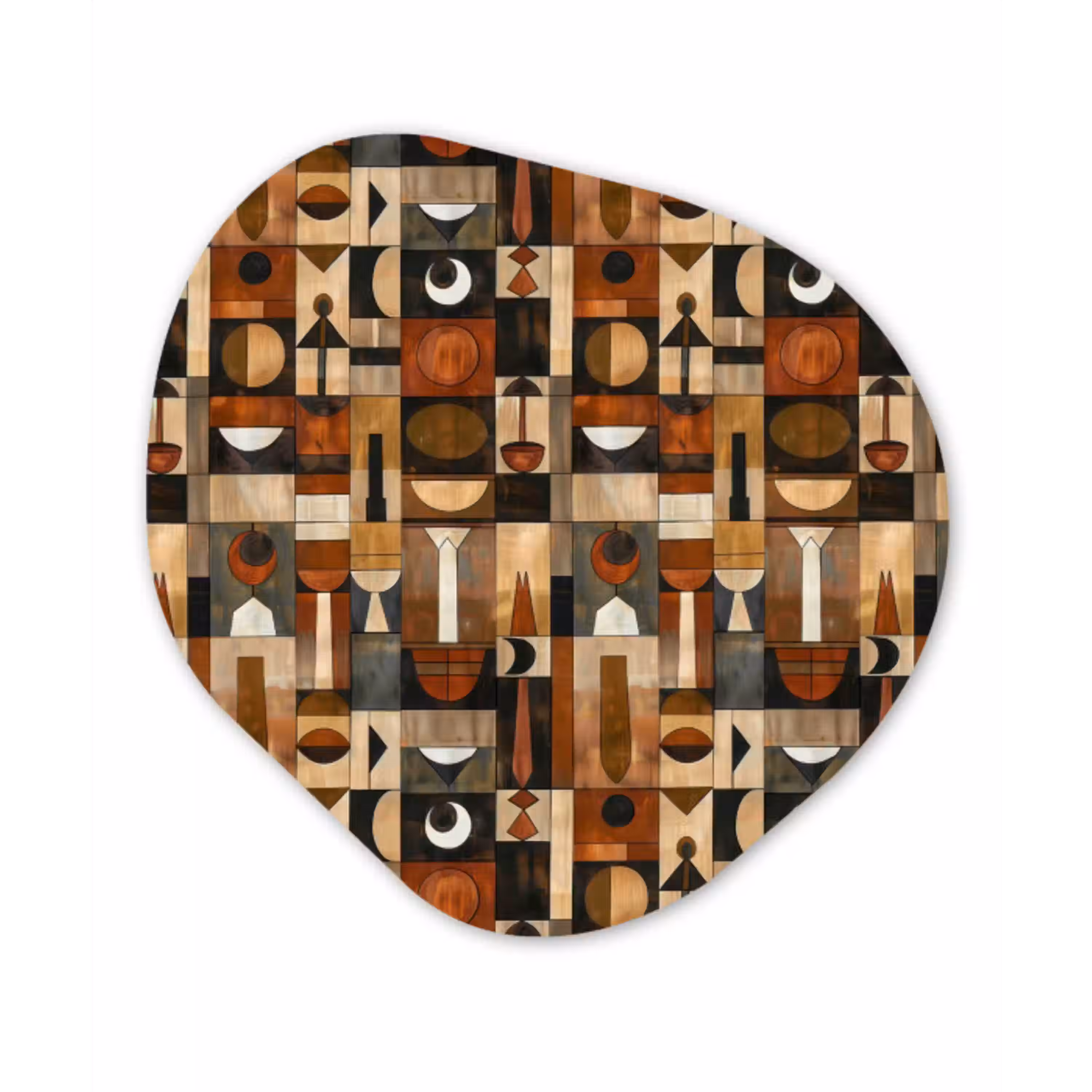Terracotta - Geometrisch - Mid-Century - Patroon Wandcirkel Organisch Forex 3mm klein 629 -3d