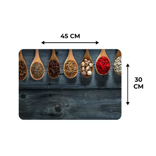 Kruiden - Lepels - Hout - Keuken - Specerijen - Industrieel Placemat vinyl groot -specs