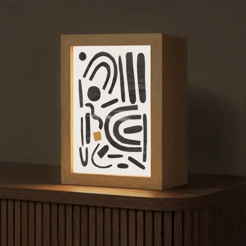 Abstract - Kunst - Vormen - Zwart Light Box met kabel (Tafellamp) klein -z3d_website