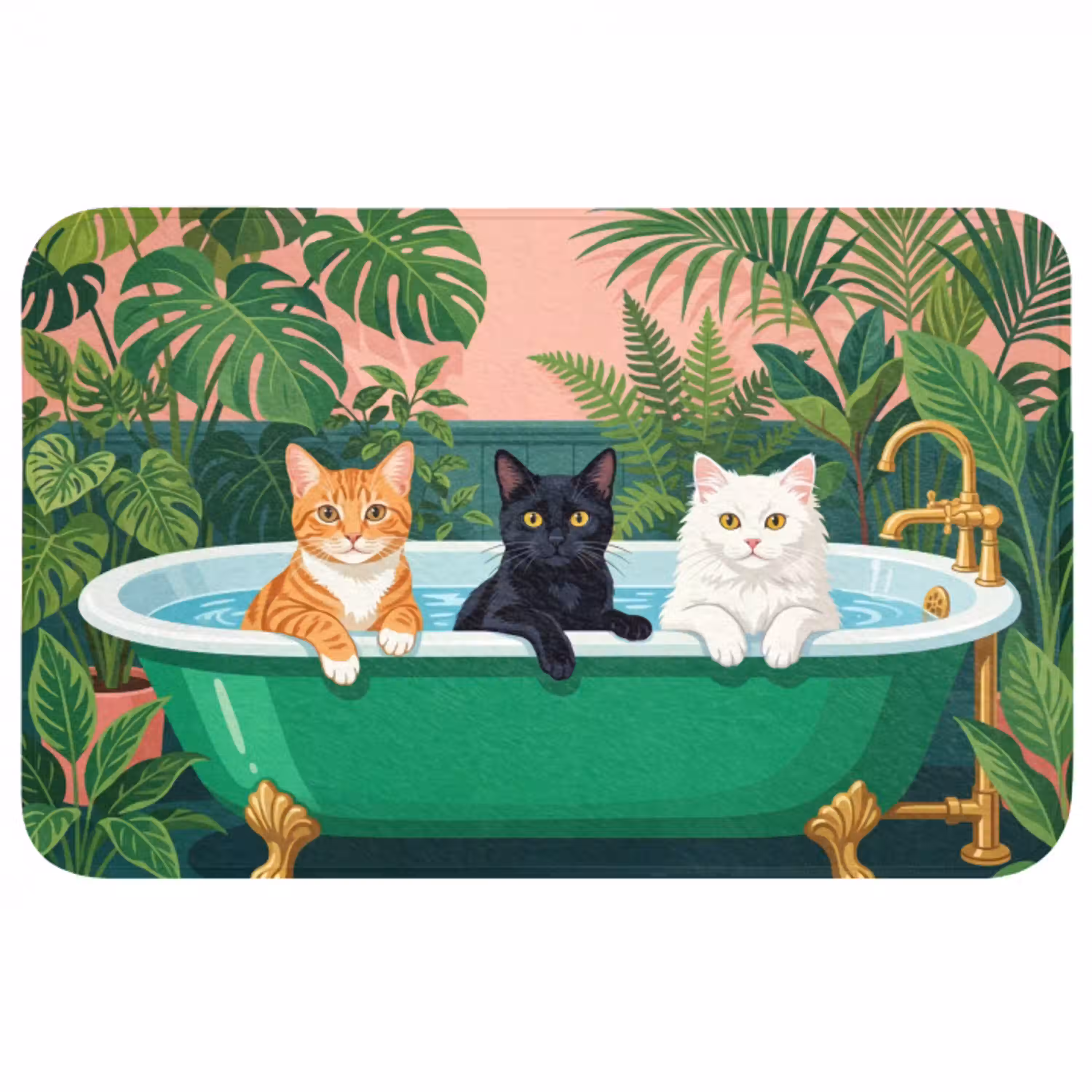 Badkamer - Kattenparade - Kleurrijk WCmat middel -3d