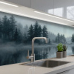 Bos - Meer - Mist - Natuur - Grijs keuken achterwand 2 middel -3d_schuin