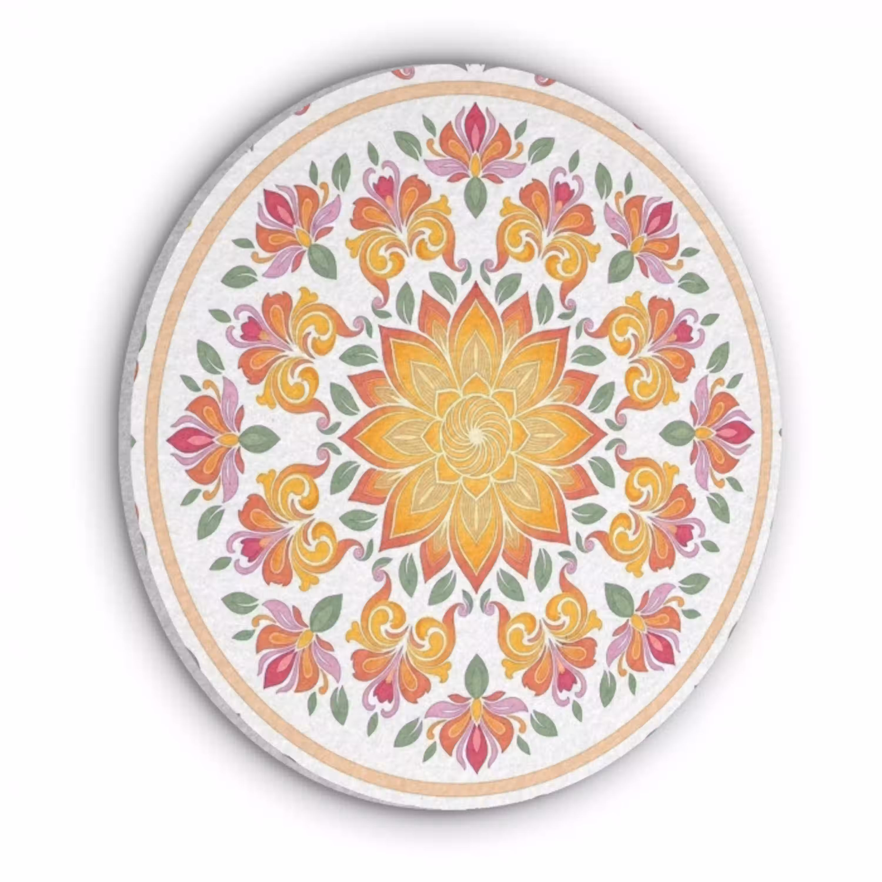 Mandala - Bloemen - Decoratie - Kleurrijk - Abstract Akoestische PET Vilt - Rond klein -3d