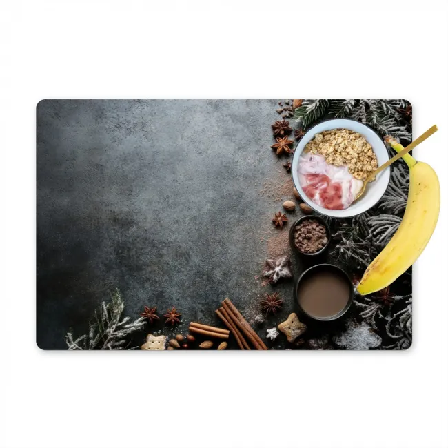 Winter - Kruiden - Sneeuw - Chocolade Placemat vinyl groot -zzzproduct_Kitchenyeah-website