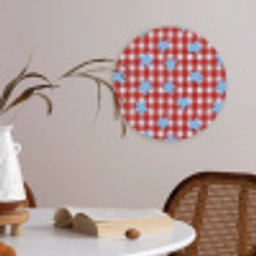 Ruit - Sterren - Rood Akoestische PET Vilt - Rond klein 838 -sfeer3