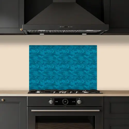 Turquoise - Heuvels - Bloemen keuken achterwand spatscherm klein 900 -sfeer1