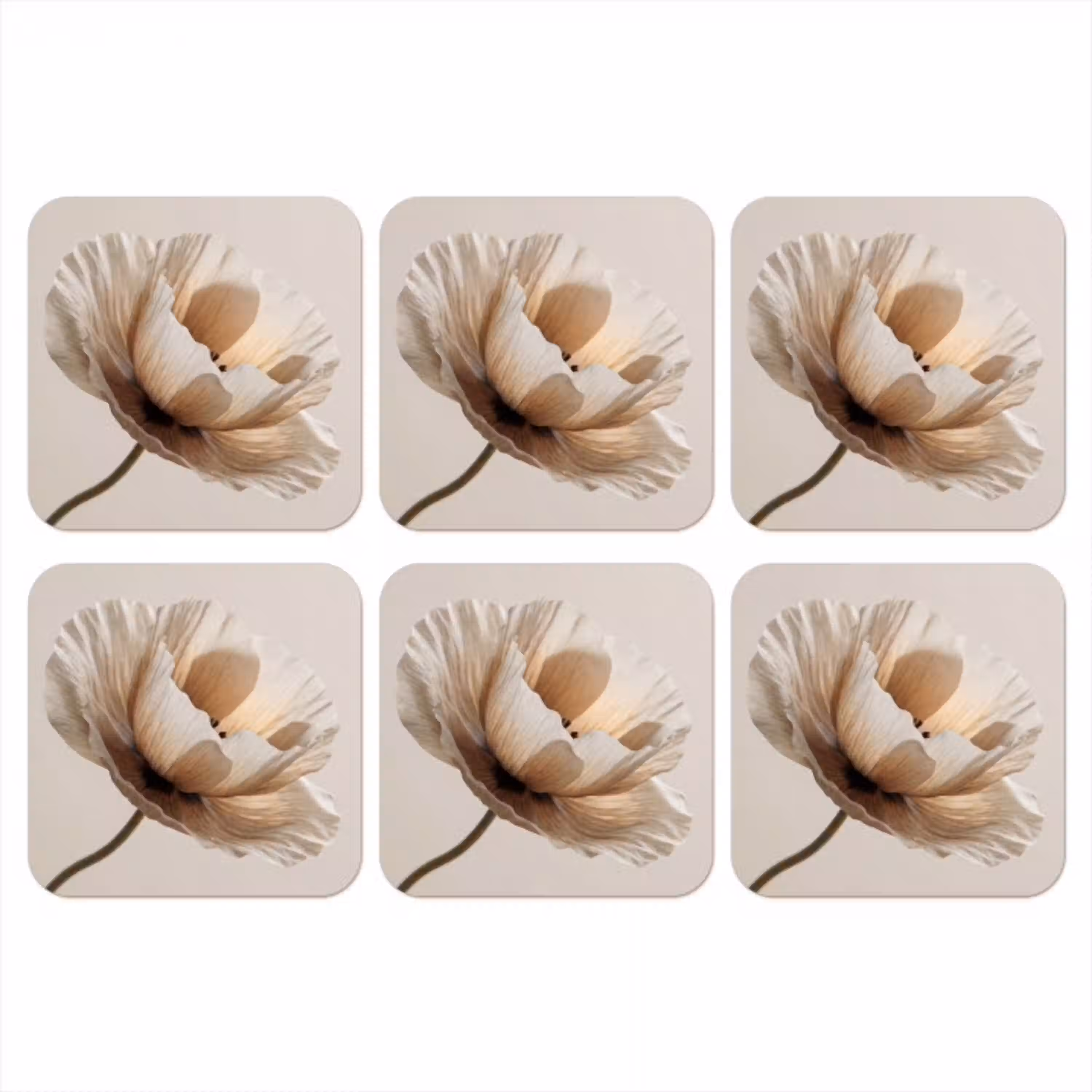 Bloem - Beige - Crème onderzetter kurk middel -3d