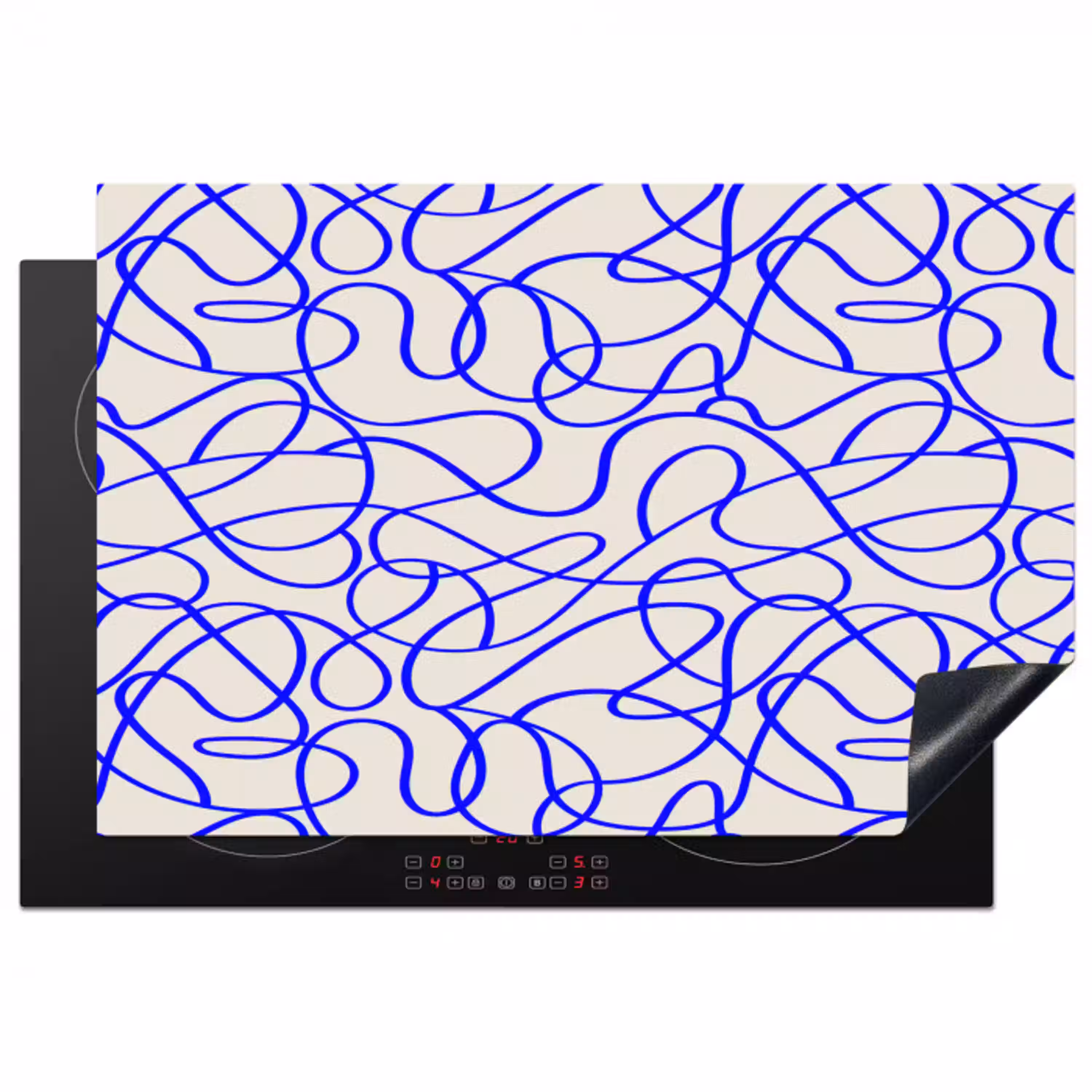 Patronen - Beige - Blauw - Lijnen Inductie beschermer vinyl 3mm klein 276 -3d
