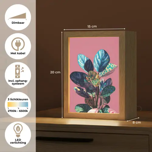 Plant - Bladeren - Stippen - Abstract Light Box met kabel (Tafellamp) klein -USP_NL