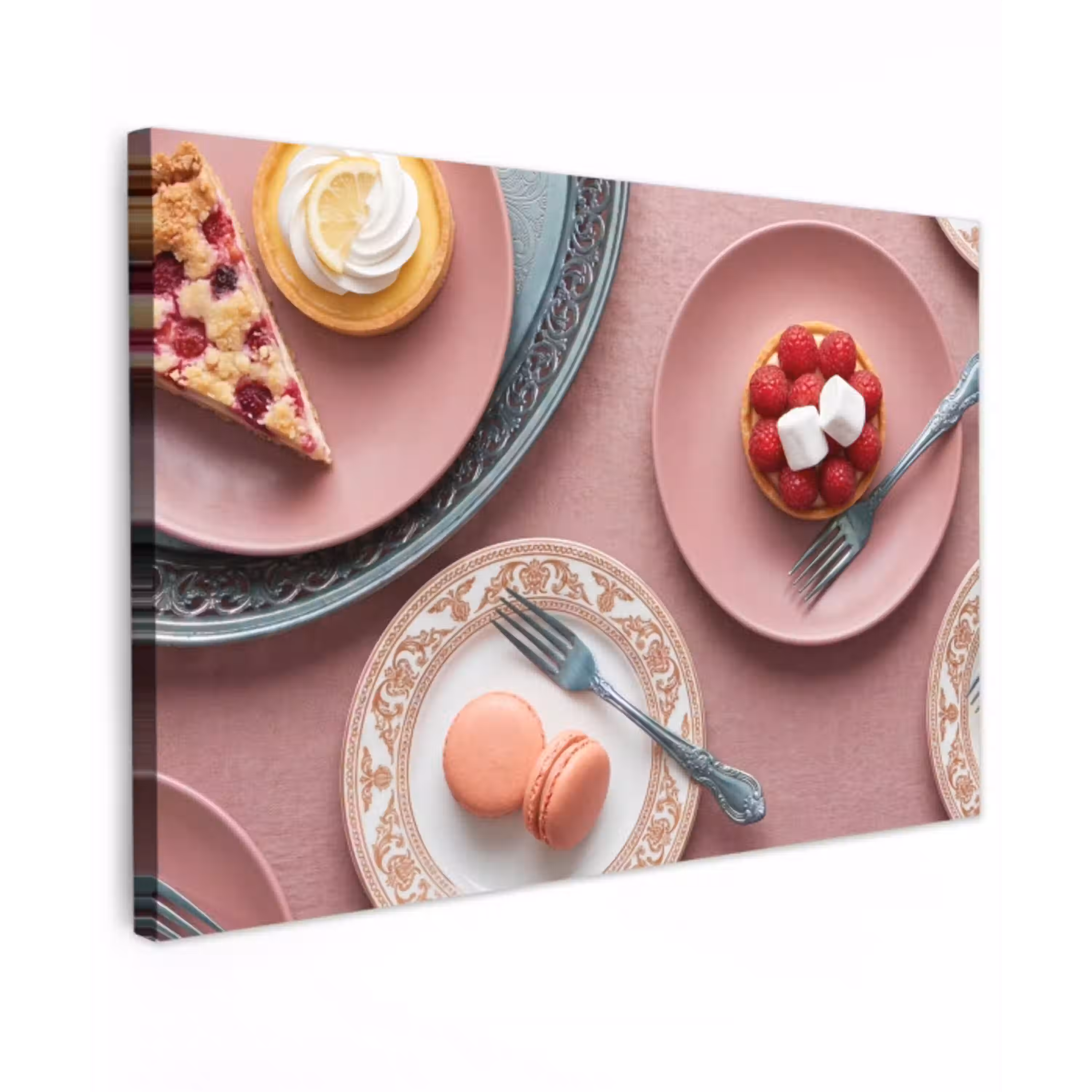 Dessert - Taart - Gebak - Zoet - Roze canvas 2cm klein -z3d