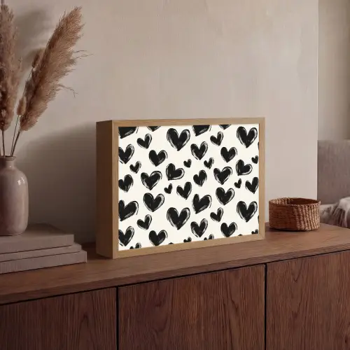 Hartjes - Patroon - Zwart Light Box met batterij (Wandlamp) middel 907 -sfeer2
