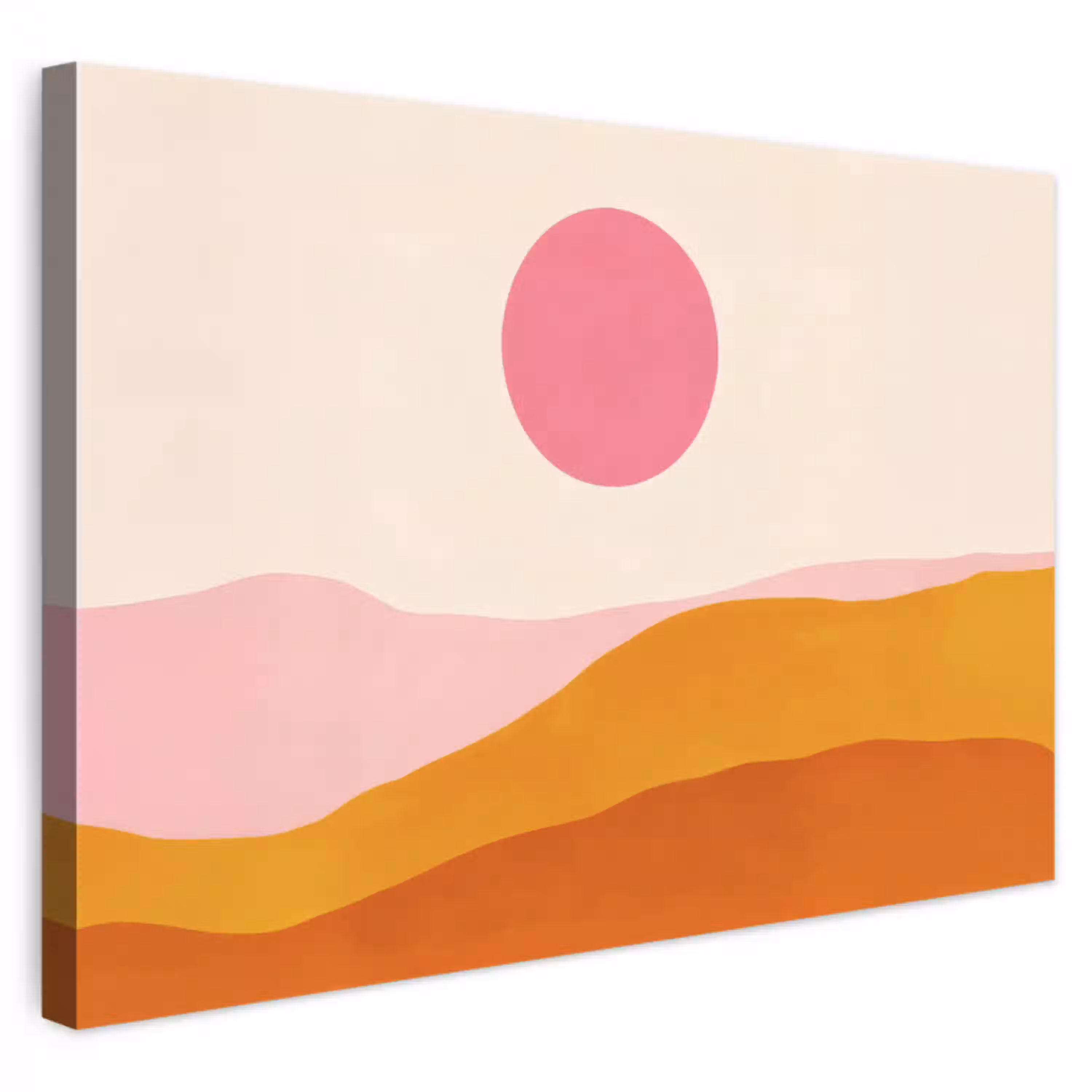 Zon - Heuvels - Abstract - Roze canvas 2cm klein -3d