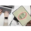 Bloemen - Illustratie - Geruit - Groen laptophoes neopreen klein -bureau