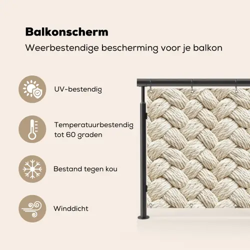 Touw - Gebreid - Beige Balkonbeschermer Duitsland klein 596 -specs_NL