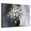 Bloemen - Wit - Vaas - Abstract Textielframe - compleet frame klein -3d