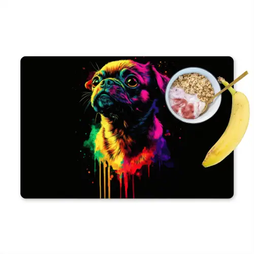 Puck - Hond - Verf - Kleuren Placemat vinyl groot -zzzproduct_Kitchenyeah-website