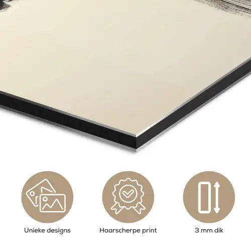 Golven - Penseelstreken - Beige - Minimalistisch aluminium wit klein -closeup_NL