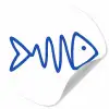 Vis - Minimalistisch - Blauw - Lijn Wandcirkel behangsticker klein -3d