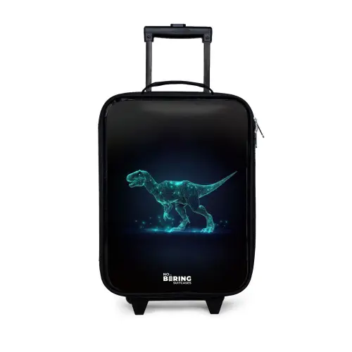 Digitale T-Rex in blauw lichtveld Kinderkoffer - Zwart klein -3d