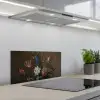 Bloemen in een Wan-Li vaas en schelpen - Schilderij van Balthasar van der Ast keuken achterwand spatscherm klein -3d_schuin