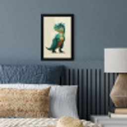 Stekels - Dino - Blauw - Gespierd fotolijst zwart zonder passe partout klein -sfeer3