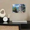 Huizen - Zee - Bomen - Bloemen poster papier klein -sfeer1