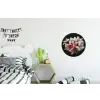 Bloemen - Roze - Zwart - Flora - Botanisch Wandcirkel aluminium klein -kinderkamer