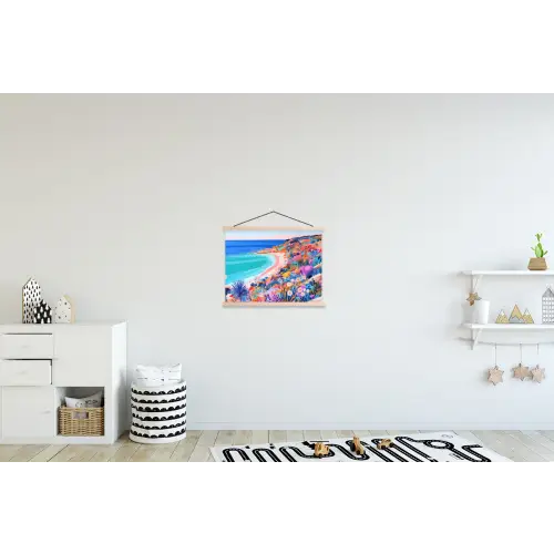 Bloemenweide - Zee - Zomers textielposter latten blank klein -kinderkamer