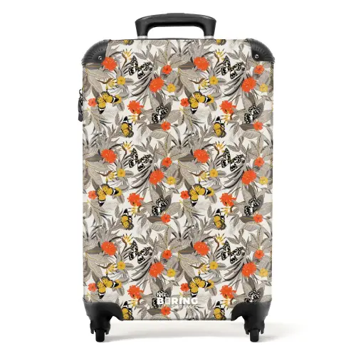 Tropisch vlinder patroon oranje geel NBS - Handbagage koffer - Kinderen Unisex middel -productfoto_recht