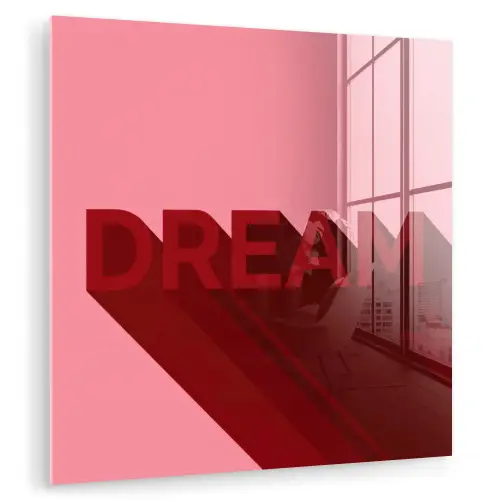 Dream - 3D - Rood - Roze plexiglas 5mm klein -zzzproduct_nieuw