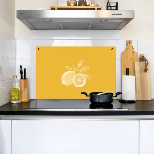 Citroenen - Illustratie - Minimalistisch - Geel Inductie beschemer met haakjes klein -sfeer2