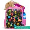 Patroon van monsters Kinderrugzak - Roze middel -inhoud_NL
