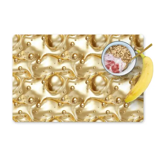 Vloeibaar - Druppels - Goud Placemat vinyl groot 368 -zzzproduct_Kitchenyeah-website