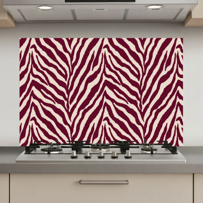 Zebra - Motief - Bordeaux - Rood keuken achterwand spatscherm klein 900 -3d_website
