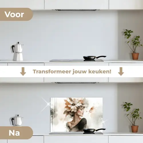 Bloesem - Portret - Gezicht keuken achterwand spatscherm klein -voor_na_NL
