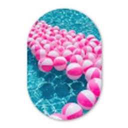 Strandballen - Roze - Water Wandcirkel Ovaal Aluminium middel -3d