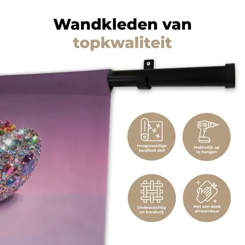 Hotdog - Steentjes - Glitters - Paars Wandkleed katoen klein -sfeer2