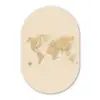 Wereldkaart - Realistisch - Beige Wandcirkel Ovaal Glas middel -3d