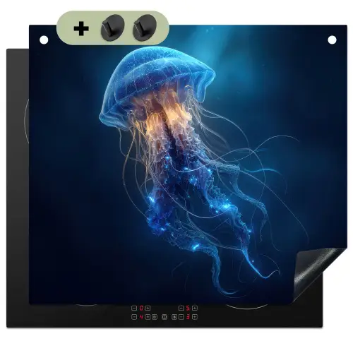 Kwal - Lichtgevend - Tentakels - Blauw Inductie beschemer met haakjes middel -3d