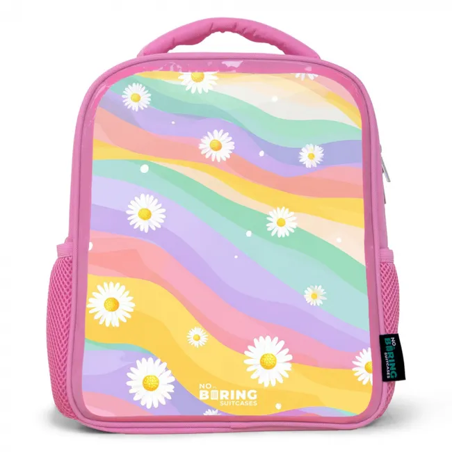Kids' Backpacks Pink -. Daisies on rainbow background
