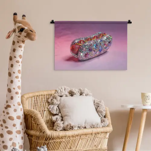 Hotdog - Steentjes - Glitters - Paars Wandkleed katoen klein -wsfeer5_kind