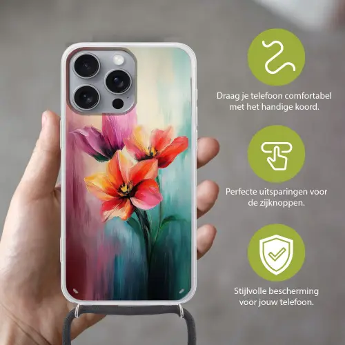 Tulpen - Lichtreflecties - Kleurverloop Hoesje iPhone 16 Pro Max met koord klein -sfeer2_NL