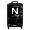 Letter N - Marmer - Zwart - Marmer print NBS - Handbagage koffer - Kinderen Unisex middel -productfoto_recht