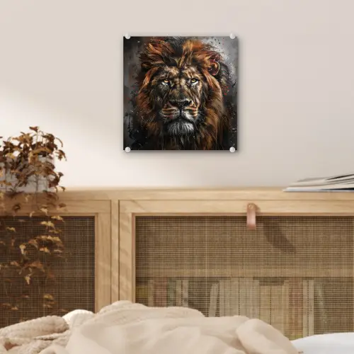 Leeuw - Dieren - Portret - Zwart - Luxe plexiglas 5mm klein -sfeer4