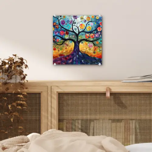 Kunst - Levensboom - Bloemen - Hippie plexiglas 5mm klein -sfeer4